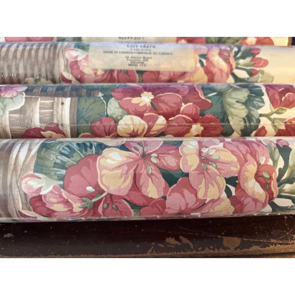5 Rolls sealed vintage Brownstone MODELE Floral 15 feet wallpaper border RARE